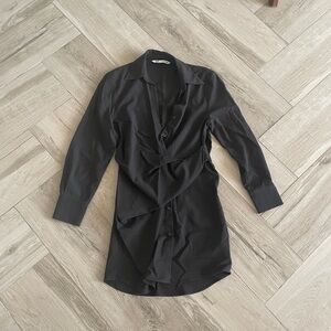 Zara Brown Collared Shirt Dress